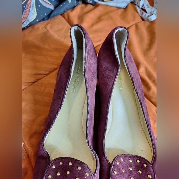 Taryn Rose Keshy Wedge Slip Ons Port Wine Suede 8.5M - Picture 7 of 10